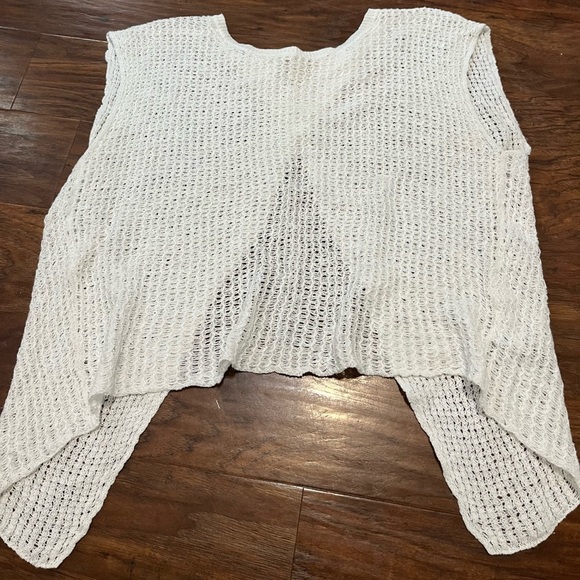 EILEEN FISHER ORGANIC COTTON LINEN SPLIT BACK SWEATER TOP medium - Picture 2 of 5